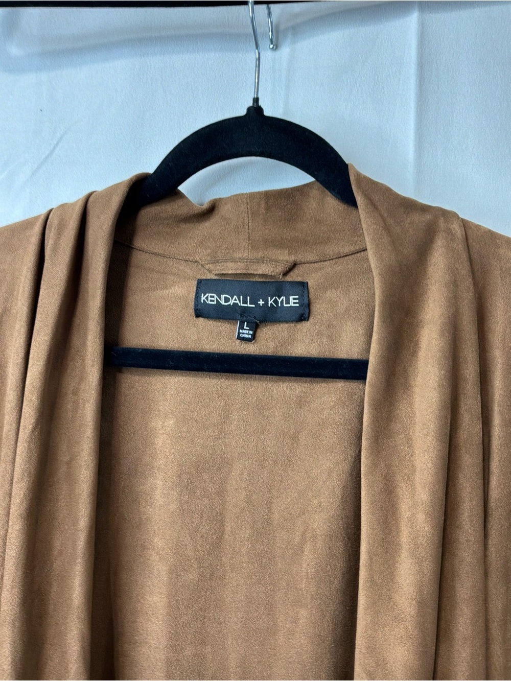 Kendall & Kylie Draped Open-Front Cardigan Jacket in Brown - Picture 3 of 4